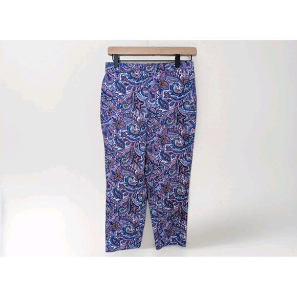 Isaac Mizrahi Pants - Isaac Mizrahi Live Pants Women’s 8P Purple Paisley Crop Pull On Mid Rise
